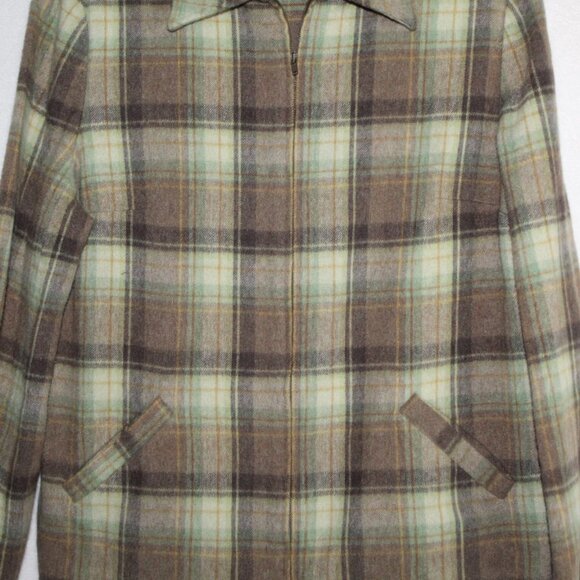 Vintage 90s Evan Picone womens jacket size 16 green plaid wool blend 70s style - Picture 3 of 10